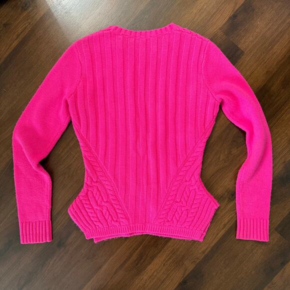 Ted Baker Cable Knit Sweater Barbie Hot Pink Preppy Girly Feminine Sz 1 (US 4) - Picture 2 of 6